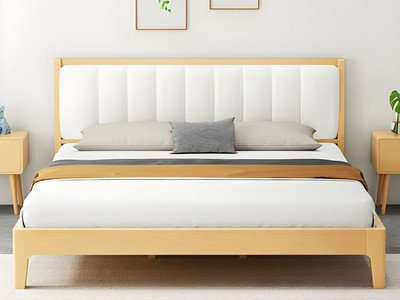 Giường Ngủ Gỗ Tự Nhiên Chân Thấp Bọc Nệm Hiện Đại 2