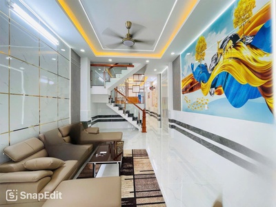 Nhà 3 tầng  đẹp 4 x 25m   shr lê thị riêng - thới an q12  hẻm xe hơi 5m thông gần gv 0