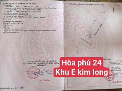 Bán đất hoà phú 24 - khu e kim long - trục thông nguyễn sinh sắc 0