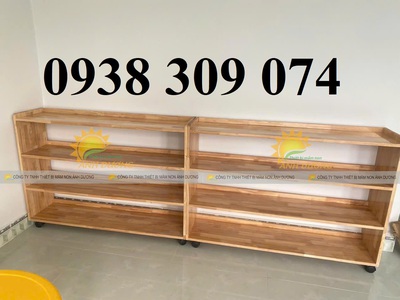 Kệ gỗ montessori 3 tầng mầm non,Kệ montessori 4 tầng mầm non 5