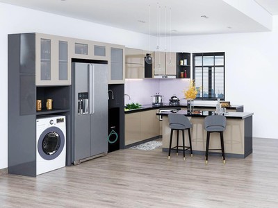 Tủ Bếp Gỗ Công Nghiệp Phủ Acrylic Hiện Đại Tiện Nghi 0