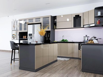 Tủ Bếp Gỗ Công Nghiệp Phủ Acrylic Hiện Đại Tiện Nghi 2