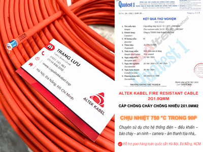 Cáp Chống Cháy Chống Nhiễu 2x1.0 Đà Nẵng, Bình Định, Huế, Lâm Đồng 1