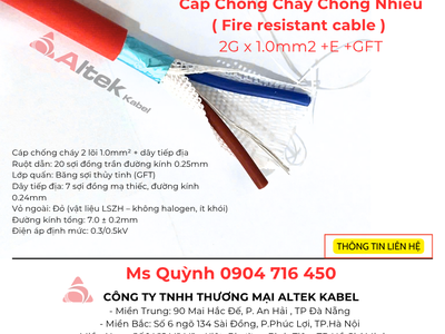 Cáp Chống Cháy Chống Nhiễu   Fire resistant cable   2x1.0mm2  E  GFT Altek Kabel 0