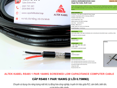 Cáp ALTEK KABEL RS485 1 Pair 18AWG Đà Nẵng, Bình Định, Phú Yên, Bình Thuận 0