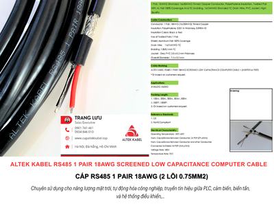 Cáp ALTEK KABEL RS485 1 Pair 18AWG Đà Nẵng, Bình Định, Phú Yên, Bình Thuận 2