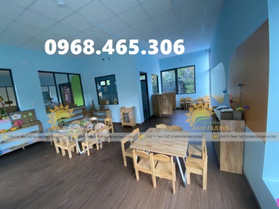 Bàn mầm non gập chân, bàn gỗ mầm non gập chân 4