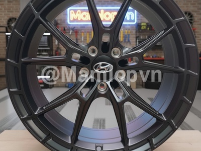 Sẵn bộ mâm CNC 19 inch Foged T6061 Matte Black lắp Santafe 0