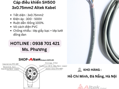 Cáp điều khiển SH500 3x0.75mm2 Altek Kabel Đà Nẵng, Hà Nội, Hồ Chí Minh 0