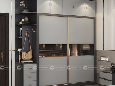 Tủ Quần Áo Gỗ Công Nghiệp MDF Phối Cánh Kính Cao Cấp 1