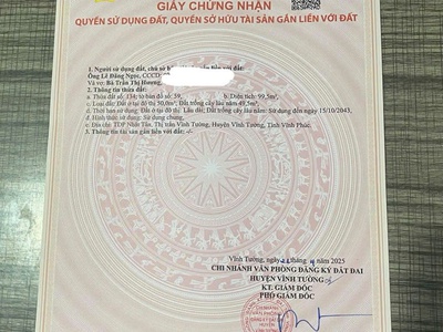 Chính chủ cần thanh lý đất giá tốt   nhật tân, thị trấn vĩnh tường, vĩnh tường, vĩnh phúc 4