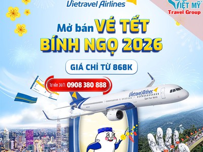 Vietravel Airlines tung vé Tết Bính Ngọ 2026 - mua ngay tại Việt Mỹ 0