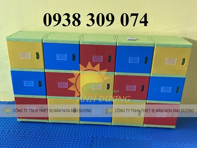 Tủ đựng cặp mầm non, tủ nhựa đựng balo mầm non chia theo ô 0