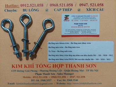 Bu lông đầu mắt khuyên tròn Mạ kẽm m6,m10,m8,m12 hà nội 0968521058 Bu lông ốc vít THANH SƠN 8