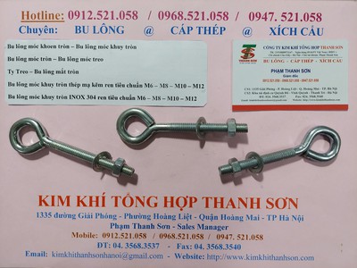 Bu lông đầu mắt khuyên tròn Mạ kẽm m6,m10,m8,m12 hà nội 0968521058 Bu lông ốc vít THANH SƠN 3
