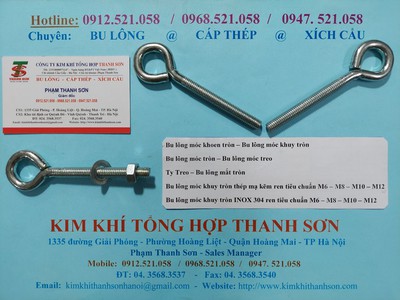 Bu lông đầu mắt khuyên tròn Mạ kẽm m6,m10,m8,m12 hà nội 0968521058 Bu lông ốc vít THANH SƠN 5