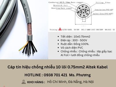 Cáp tín hiệu chống nhiễu 10 lõi 0.75mm2 Altek Kabel Đà Nẵng, Hà Nội, Hồ Chí Minh 0