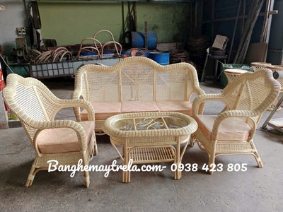 Sofa mây tự nhiên lưới mắt cáo 2