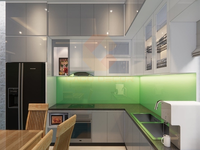Tủ Bếp Acrylic Thiết Kế Chữ L Cao Cấp Hiện Đại 1