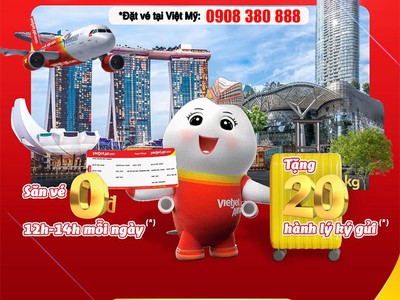 Vietjet mở bán vé siêu rẻ đi Singapore   tặng 20kg hành lý 0