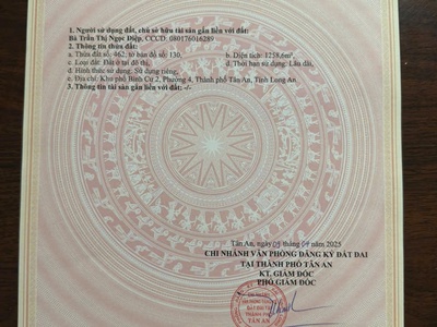 Tôi chính chủ can ban 1.258m2 đất mặt tiền ql1a p4 tp tân an, long an cũ 3