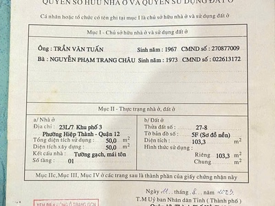 Siêu hiếm   nhà  4.2x25  mặt tiền hiệp thành 06, q12   vị trí vip trung tâm 0