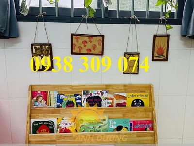 Kệ sách mầm non, kệ gỗ 3 tầng mầm non nhiều mẫu 4