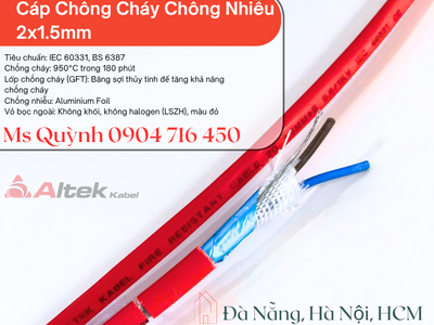 Cáp chống cháy chống nhiễu 2x1.5 Altek Kabel 750 độ Đà Nẵng 1