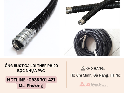Ống ruột gà lõi thép Phi20 bọc nhựa PVC Đà Nẵng, Hà Nội, Hồ Chí Minh 0
