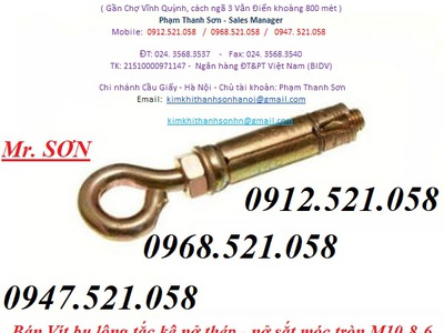 Nở sắt đầu tròn M10,M6,M8 mạ kẽm màu Vàng 0947521058 Kim khí Thanh Sơn HÀ NÔI có nở móc câu Mạ kẽm 8