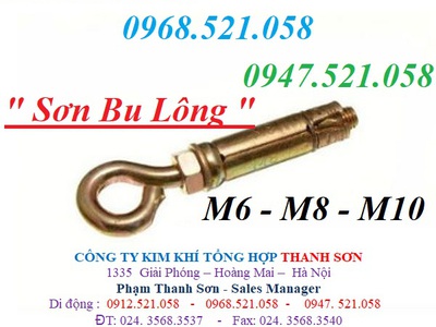 Nở sắt đầu tròn M10,M6,M8 mạ kẽm màu Vàng 0947521058 Kim khí Thanh Sơn HÀ NÔI có nở móc câu Mạ kẽm 7