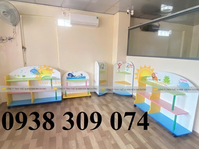 Kệ góc chơi mầm non, tủ kệ mầm non, kệ gỗ mầm non 6
