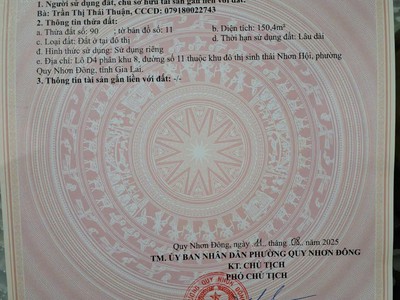 Chính chủ cần bán đất ở đô thị thuộc khu đô thị sinh thái nhơn hội- quy nhơn đông, gia lai 0