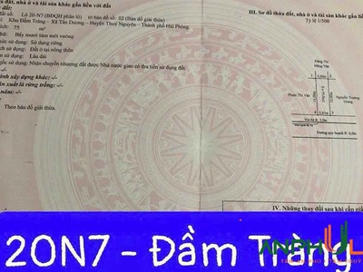 Cần bán lô đất khu Đầm Tràng, Phường Thủy Nguyên   xã Tân Dương , TP Hải Phòng 0