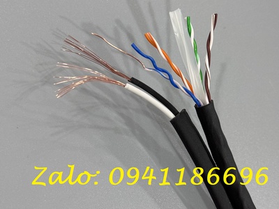 Cáp mạng liền nguồn Cat6 UTP   2C lõi đồng nguồn ANCOMTECK mã ACT-6LAN2C-305BK 1