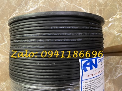 Cáp mạng liền nguồn Cat6 UTP   2C lõi đồng nguồn ANCOMTECK mã ACT-6LAN2C-305BK 2