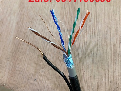 Cáp mạng liền nguồn Cat6 UTP   2C lõi đồng nguồn ANCOMTECK mã ACT-6LAN2C-305BK 10