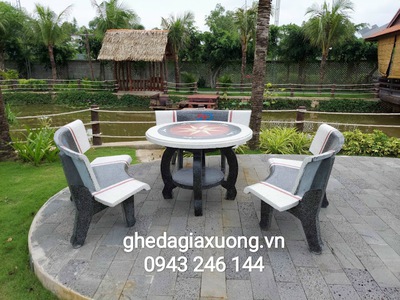 Bộ bàn ghế đá tròn ngoài trời Bình Dương 1