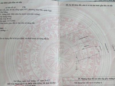 Bán lô góc 2 mặt tiền đường 26m và đường 10m5 trục chính -gần trường đh fpt 0