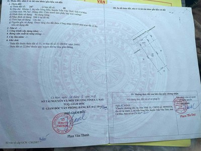 Bán đất sông đốc, 4,52 tỷ, 150m2, pháp lý đầy đủ, hàng hot 0
