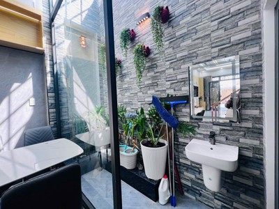 Nhà đẹp 1 trệt 1 lửng 2 lầu   sân thượng trước sau - chiêu liêu - dĩ an 4