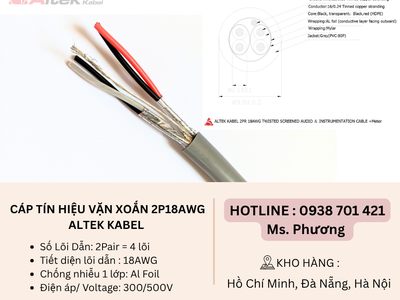 Cáp tín hiệu vặn xoắn 2P18AWG Altek Kabel Đà Nẵng, Hà Nội, Hồ Chí Minh 0