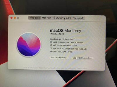 Macbook Air 2017 Core i5 ram 8GB SSD 128GB Màn 13.3 Inch Full HD Pin 3-4h Máy Đẹp 5
