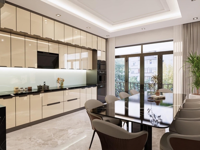 Tủ Bếp MDF Phủ Acrylic Bóng Gương Chữ L Kịch Trần 1
