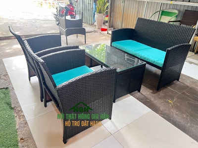 Sofa cafe nhựa giả mây 2