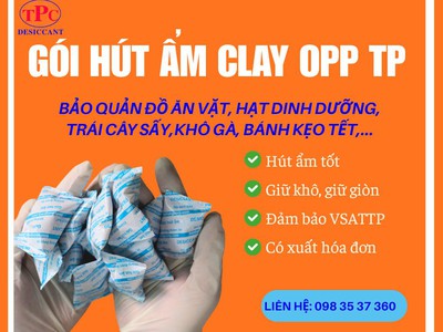 Gói hút ẩm Clay OPP TP bảo quản đồ ăn vặt, khô gà, mứt tết hiệu quả, an toàn 1