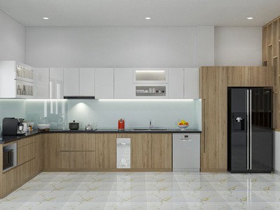 Tủ Bếp Gỗ Công Nghiệp Thiết Kế Chữ L Cao Cấp 1