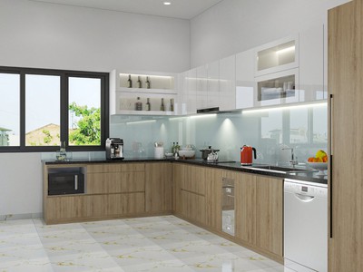 Tủ Bếp Gỗ Công Nghiệp Thiết Kế Chữ L Cao Cấp 0
