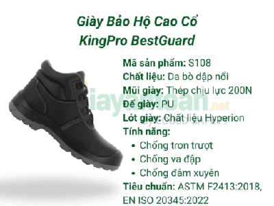 Giày bảo hộ cổ cao KingPro BestGuard - bảo vệ an toàn cho công nhân 0