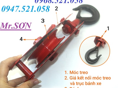 Móc treo ròng dọc sắt đỏ 30kg, 50kg,100kg,200,300kg 0912521058 Sơn Mr có puly sắt 1,2,3,5,10 tấn 8